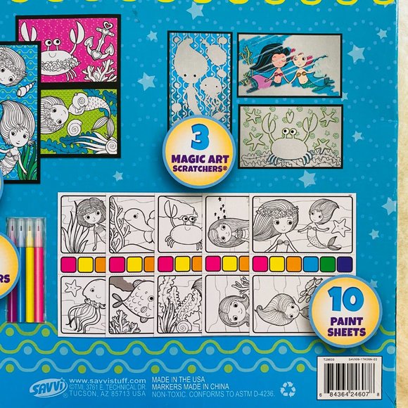 Mermaid Art Activity Kit Painting Coloring Scratch-Off NEW for 4 years old+ - Picture 6 of 6